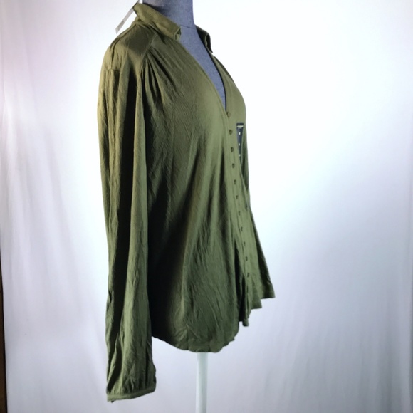 NEW Lucky Brand Green Button Front Blouse Size M - Picture 4 of 8